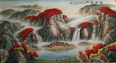 宁建华日记-刚完成的两幅大六尺彩墨山水献给老师们欣赏指导【图2】