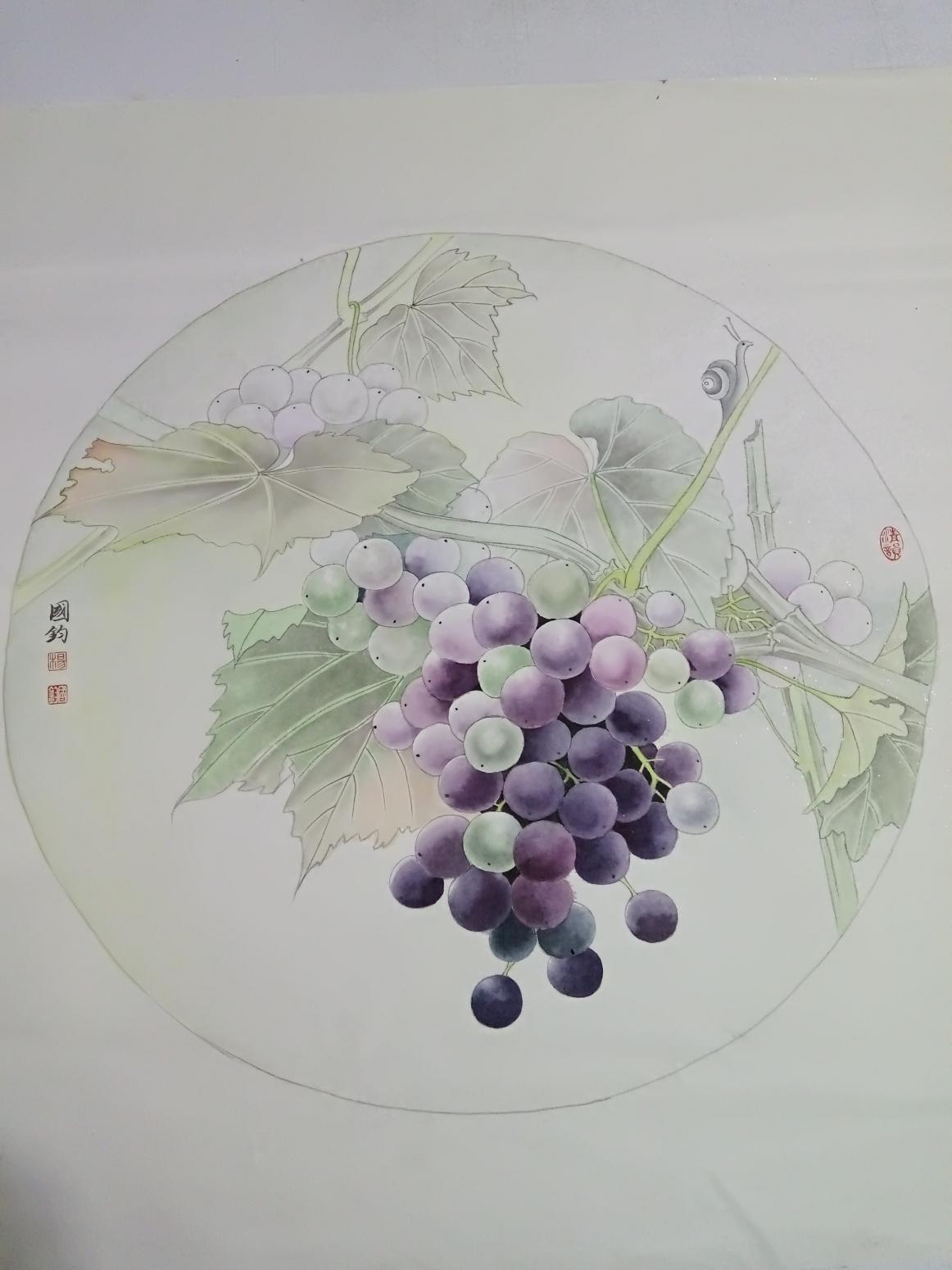 杨国钧国画作品《工笔葡萄》【图0】