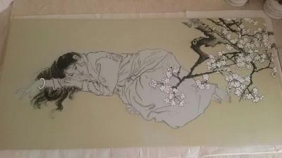 蔡国英日记-客户订制釉上彩人物绘制过程中，未完细节部还需加工【图1】