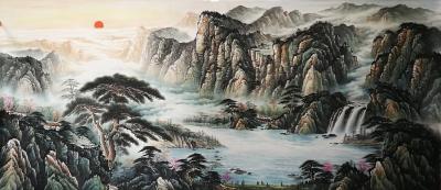 宁建华日记-今天刚完成的大丈二彩墨山水献给老师们欣赏指导【图1】