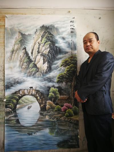 宁建华日记-今天刚完成的大六尺彩墨山水献给老师们欣赏指导【图2】