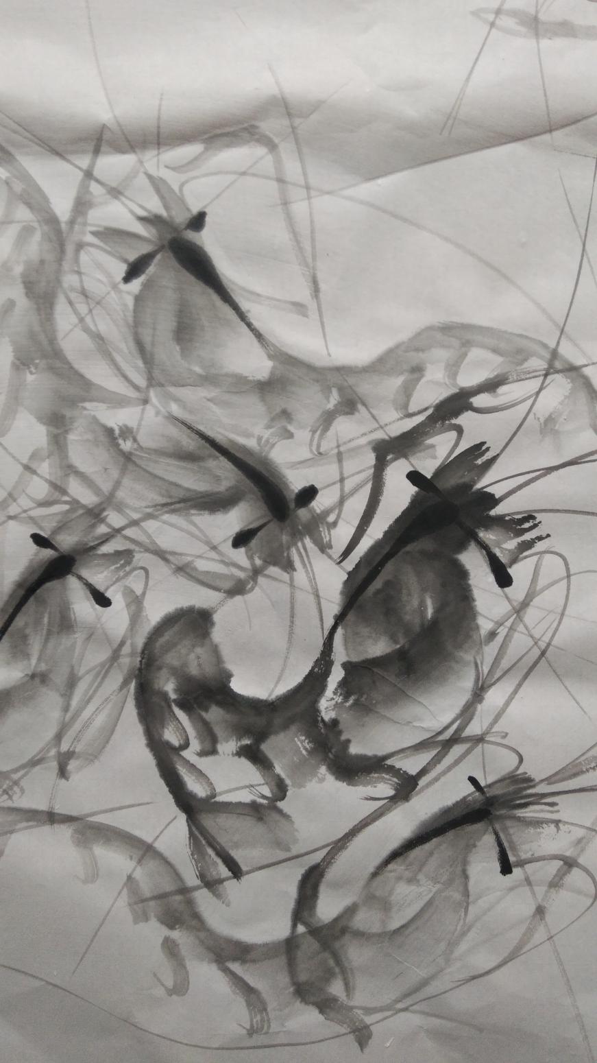 胡小炜（润德）国画作品《金龙戏水》【图0】