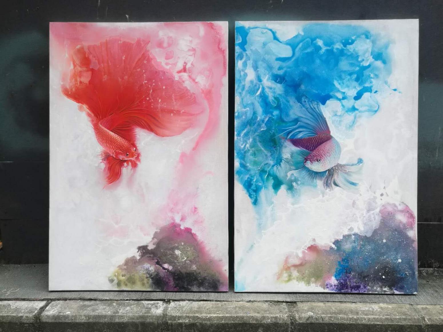 徐继良油画作品《梦幻斗鱼》【图0】