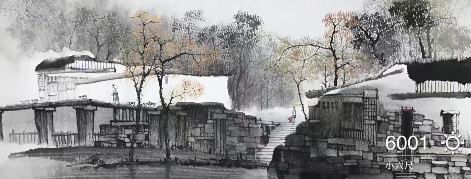 刘慧敏国画作品《水乡古镇》【图5】