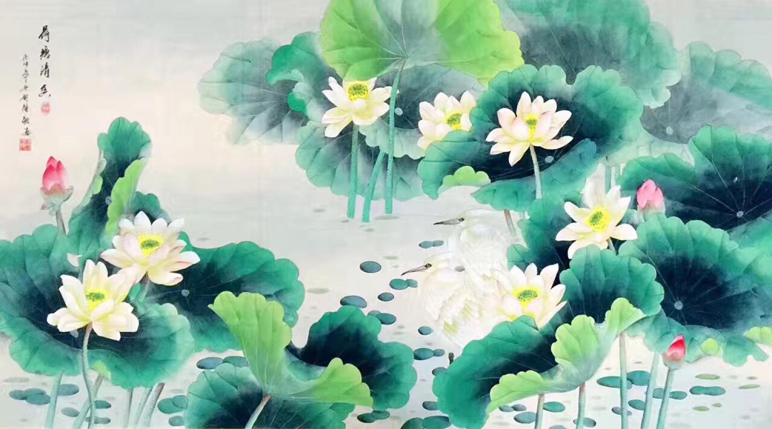 刘慧敏国画作品《荷塘清香》