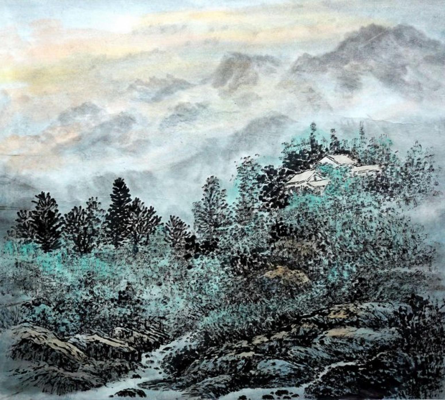 杨柏欣国画作品《【茶乡春早】  作者 杨柏欣》