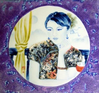 蔡国英日记-釉下彩指在坯胎上绘画，经过1350度高溫烧制而成的陶瓷。【图1】