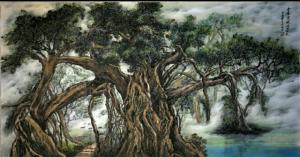 康笑枫 国画 代理国画作品-《康笑枫国画作品《古木穹枝沐春风》》