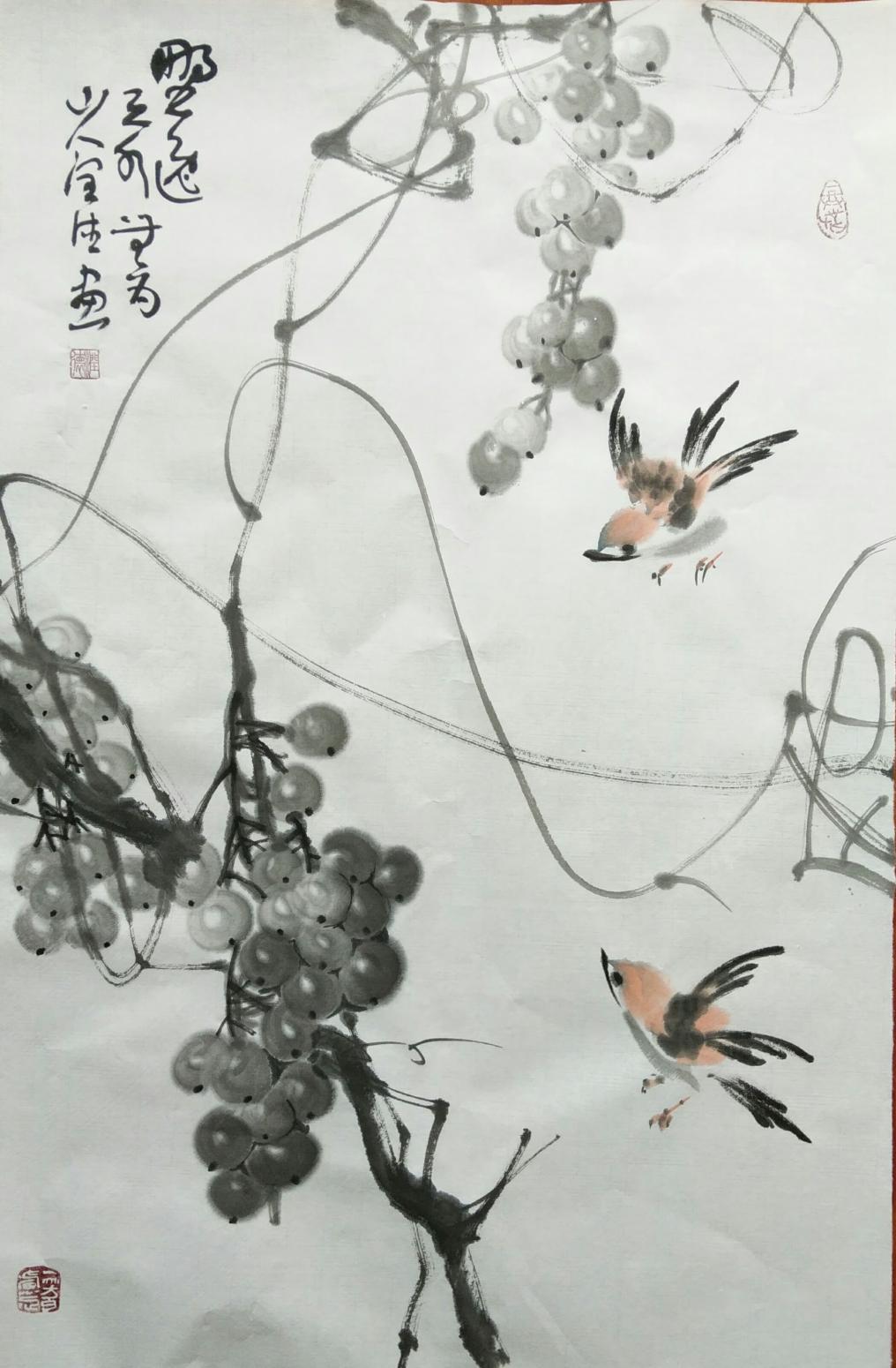胡小炜（润德）国画作品《野逸》【图0】