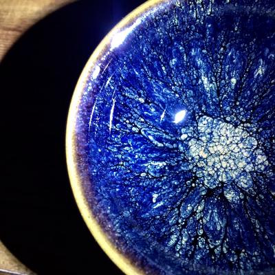 呈祥建盏日记-蓝孔雀束口盏
口径9高5公分
（全手工盏）【图6】