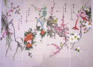 艺术品图片：艺术家刘慧敏国画作品名称《鸟语花香》价格2600.00 元