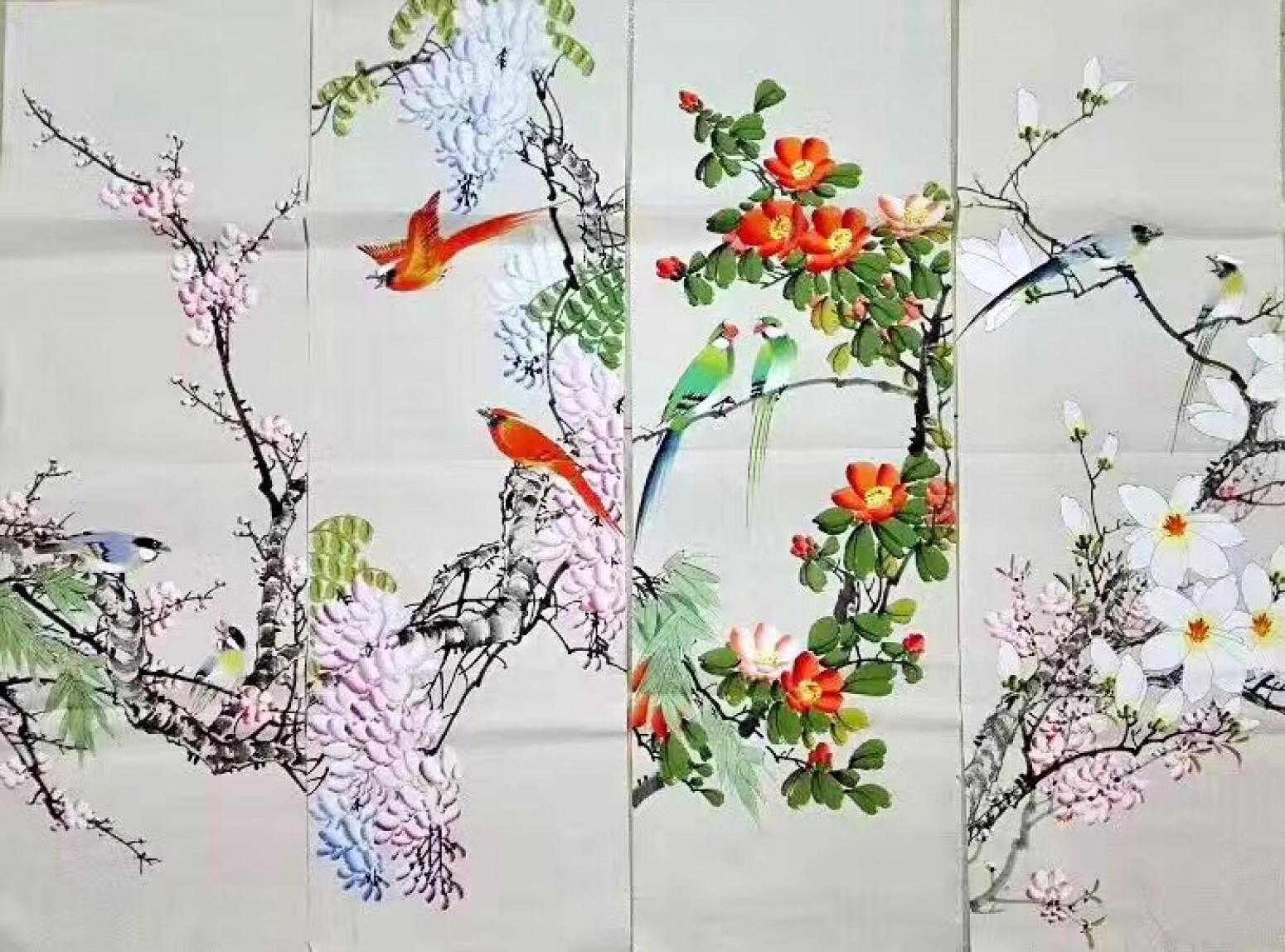 刘慧敏国画作品《鸟语花香》【图0】