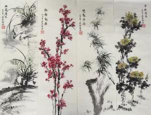 艺术品图片：艺术家刘慧敏国画作品名称《梅兰竹菊》价格2600.00 元