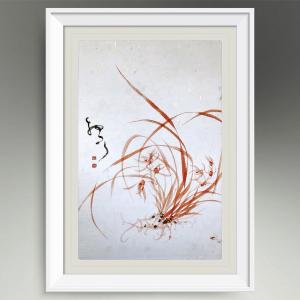 艺术品图片：艺术家周牧天国画作品名称《朱砂兰》价格1500.00 元