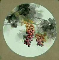 艺术家李津日记:工笔作品，45厘米直径、二平尺的葡萄精品团扇作品，可以看到葡【图2】