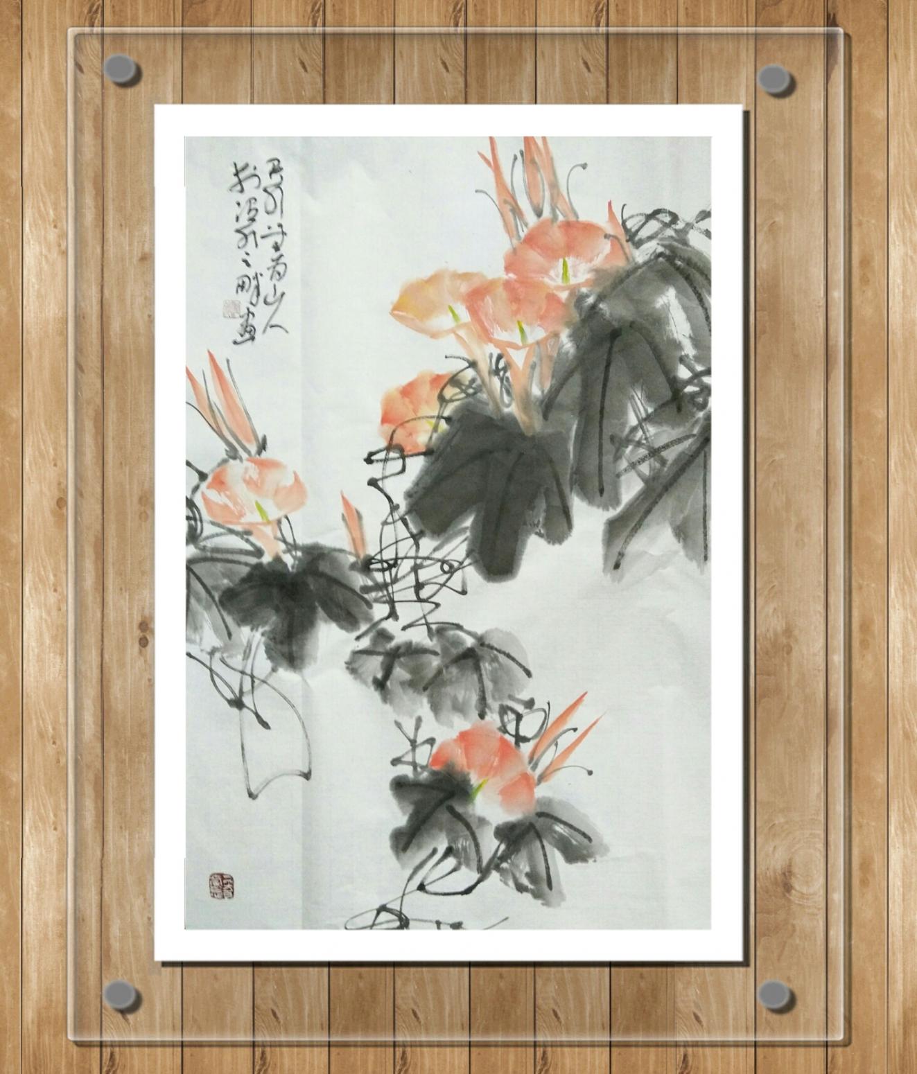 胡小炜（润德）国画作品《花鸟》