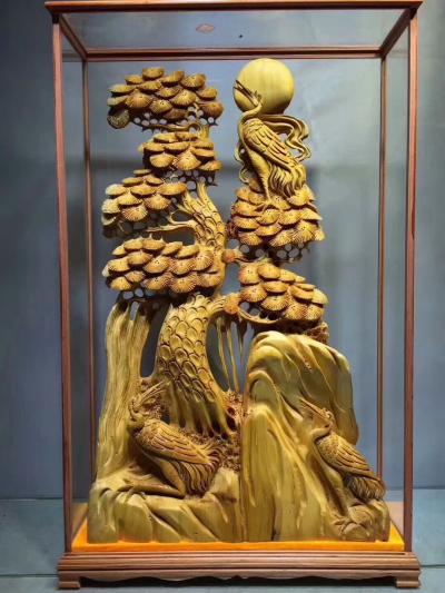 许海峰收藏-秒2688元，个人收藏出售
《松鹤延年》1号，崖柏，陈化老料，整体无拼接，全手【图1】