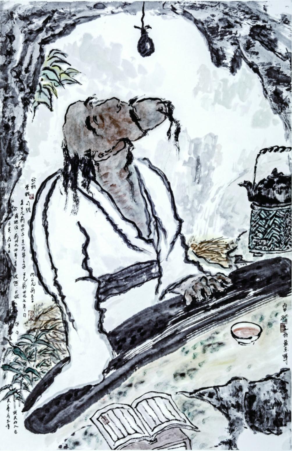 黄东辉国画作品《【卧薪藏胆】作者黄东辉》