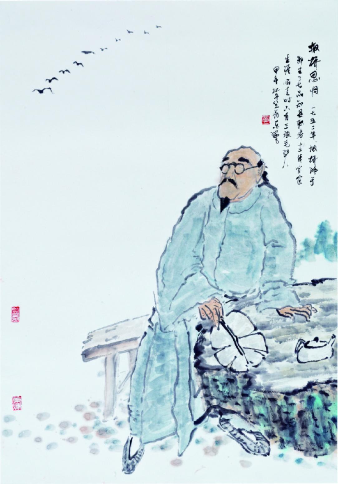 黄东辉国画作品《【板桥思归】作者.黄东辉》