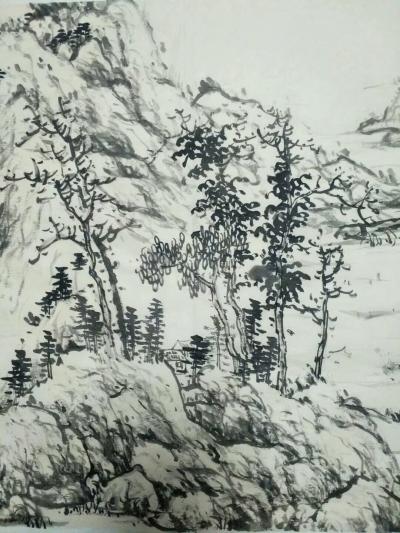 欧凯歌日记-《飛瀑嘻崖壑，輕舟覧河山》178x45cm【图4】