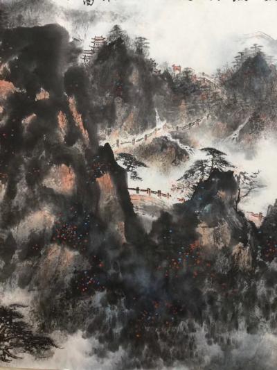 罗树辉日记-四尺整纸《万壑泉声云外去，数点秋色雁边来》【图4】