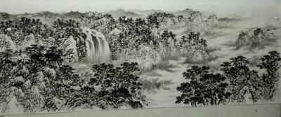 杨振华日记-浩瀚千山云海秀，悬崖流瀑入烟波。

晨曦彩染彤峰岭，遥望青松白水河。【图5】