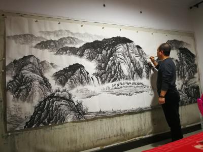 宁建华日记-大丈二彩墨山水（鸿运当头）请老师们欣赏指导【图2】