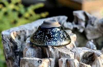 呈祥建盏日记-【呈祥建盏】
《传统工艺》
黑底银滴，古朴，非常盏韵
匠人：邱晨翔【图5】