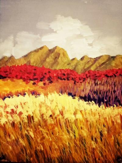 梁京日记-自然野逸……水粉画《风景故事系列之二……》2017……【图1】