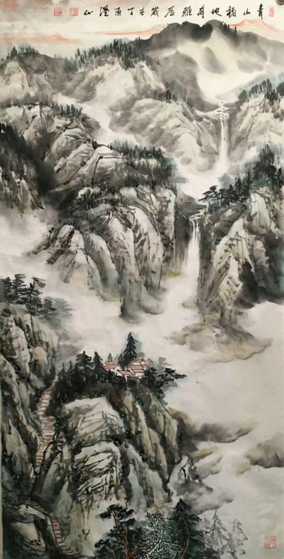 祝汉山日记-天公开物神易来，万壑青山抱云怀。子时心中空一物，明月有邀梦飞台。【图1】