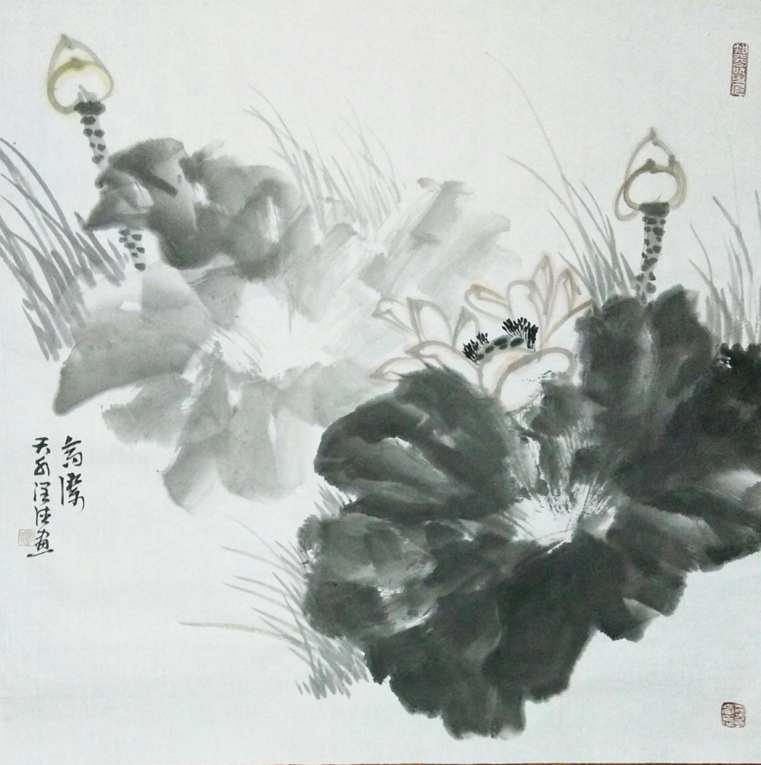 胡小炜（润德）国画作品《高洁》