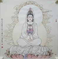 艺术家许小雄日记:应约用生宣纸完成的《大慈大悲观音菩薩》（68*68）请大家指【图0】