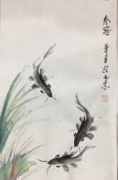 艺术家李尊荣日记:鱼，虾，蟹，《春游》《和谐之家》四尺三开  ～李尊荣作品【图0】