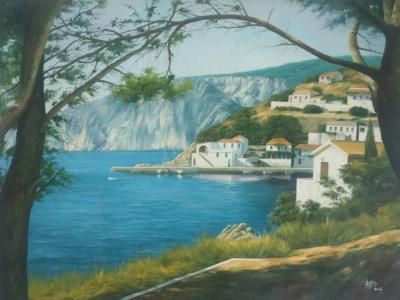 黄联合日记-【名称】布面风景油画（未装裱）
【尺寸】大约90x120cm
【年代】201【图1】