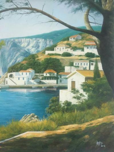 黄联合日记-【名称】布面风景油画（未装裱）
【尺寸】大约90x120cm
【年代】201【图5】