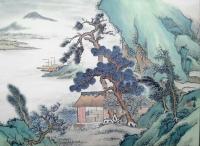 艺术家杨振华日记:给朋友画张册页，一点二平尺左右，传统青绿画法，欢迎指导。【图0】