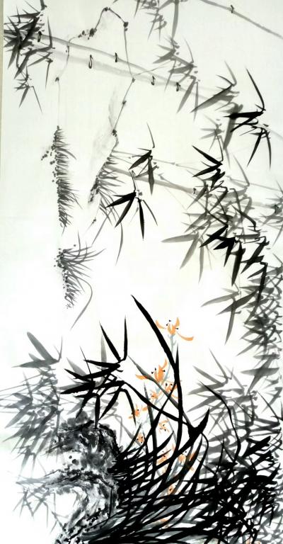 李牧日记-十米长卷《竹韵兰香》今日终于完工！接受朋友们定制支持！李牧【图7】