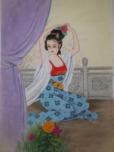 徐景莲国画作品《簪花图》议价
