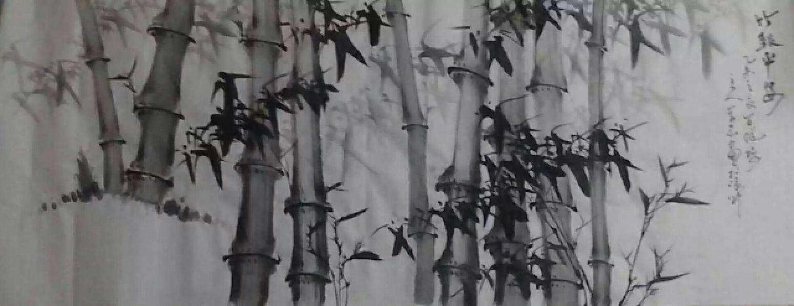 何学忠国画作品《竹报平安》