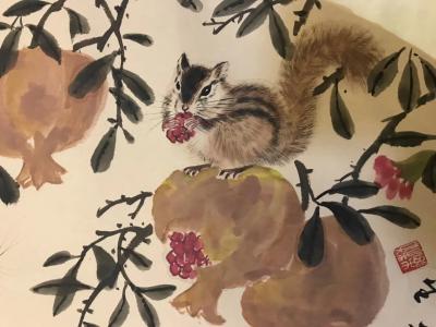 石广生日记-又瞎整出一个扇面松鼠图。今日首发【图3】