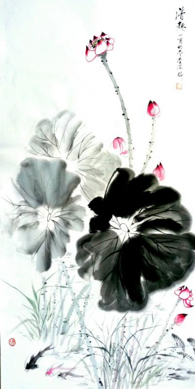 李牧日记-接天莲叶无穷碧，映日荷花别样红。李牧新作，可以订制【图5】