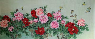 胡记领日记-唯有牡丹真国色，花开时节动京城。
小八尺(240*100厘米)工笔牡丹欣赏【图1】