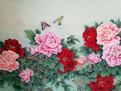 胡记领日记-唯有牡丹真国色，花开时节动京城。
小八尺(240*100厘米)工笔牡丹欣赏【图3】