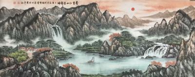 张怀林日记-风水山水画、鸿运当头、财源滚滚、左右逢源、一帆风顺【图1】