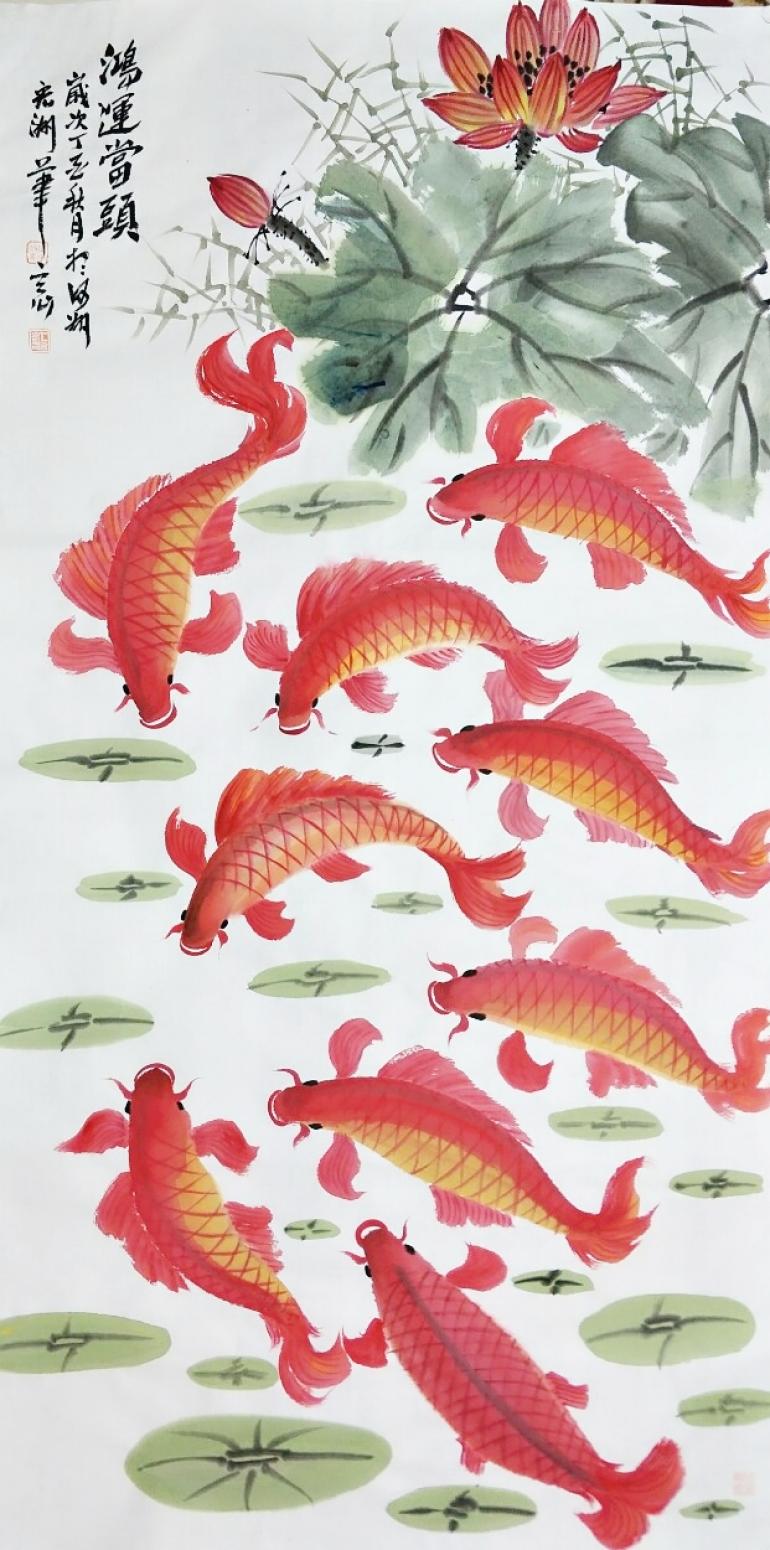 陈宏洲国画作品《鸿运当头》