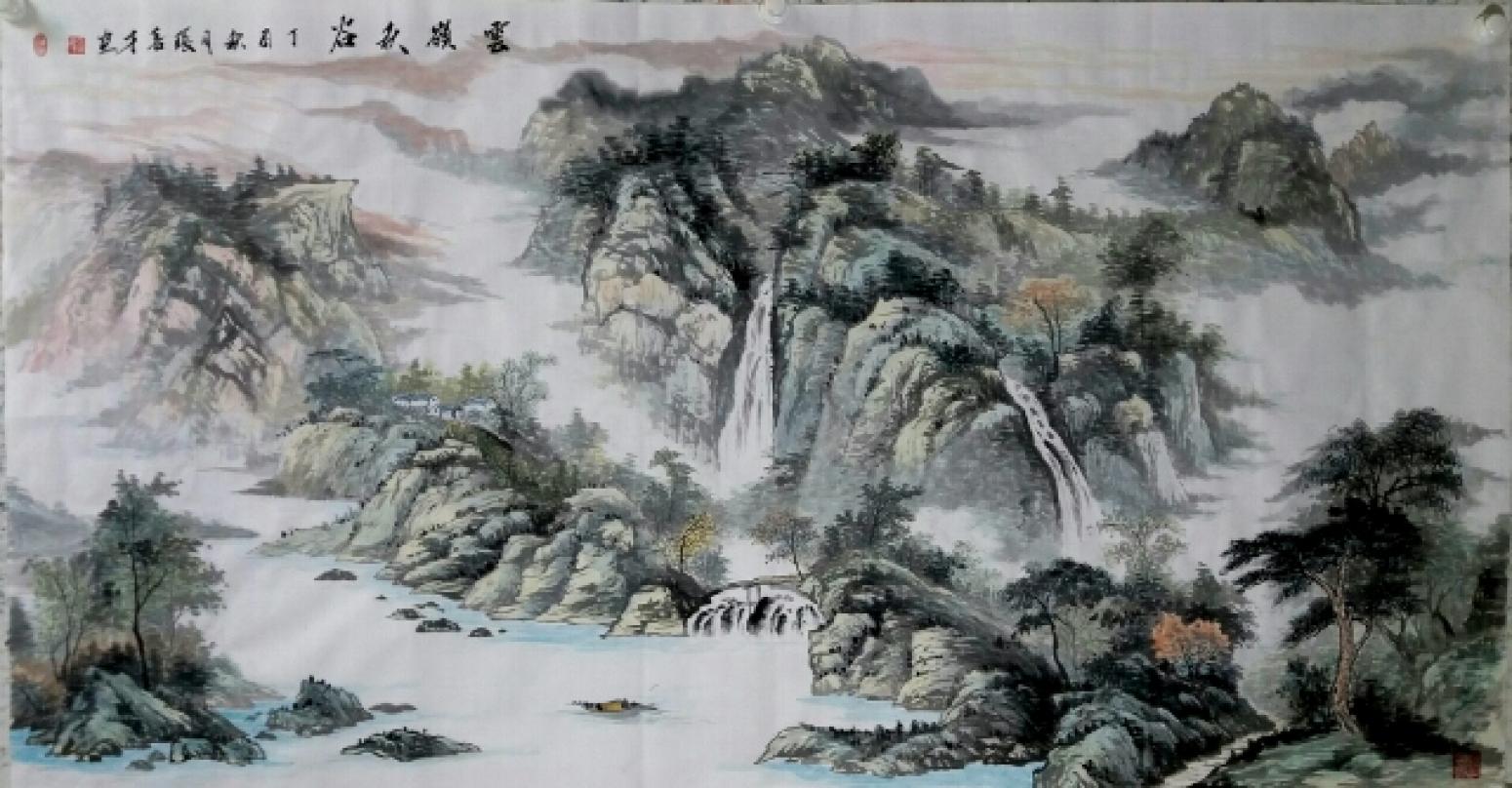 张喜才国画作品《云岭秋谷》【图0】