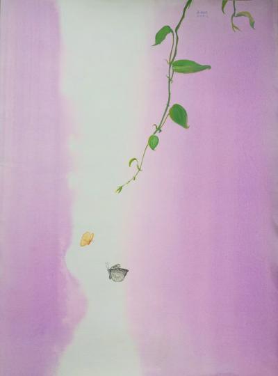 王征明日记-何处背繁红，迷芳到槛重。分飞还独出，成队偶相逢。  王征明水意画～蝴蝶。【图2】