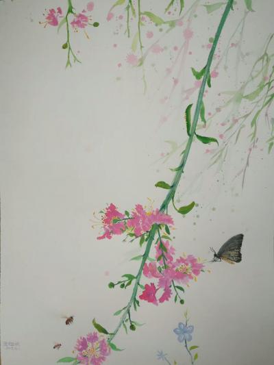 王征明日记-何处背繁红，迷芳到槛重。分飞还独出，成队偶相逢。  王征明水意画～蝴蝶。【图9】