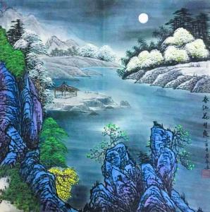 艺术品图片：艺术家刘慧敏国画作品名称《江畔月夜》价格888.00 元