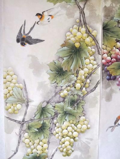 王振立日记-最受欢迎的工笔葡萄四件套，今天又完成一套订制【图5】